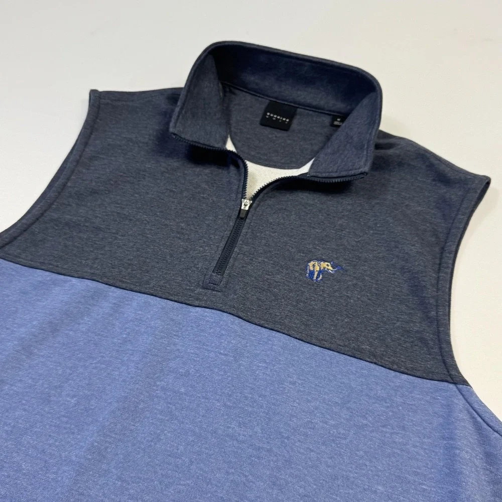 Dunning Sweater Vest Mens Medium Blue 1/4 Zip Mock‎ Neck Golf Pullover Knit